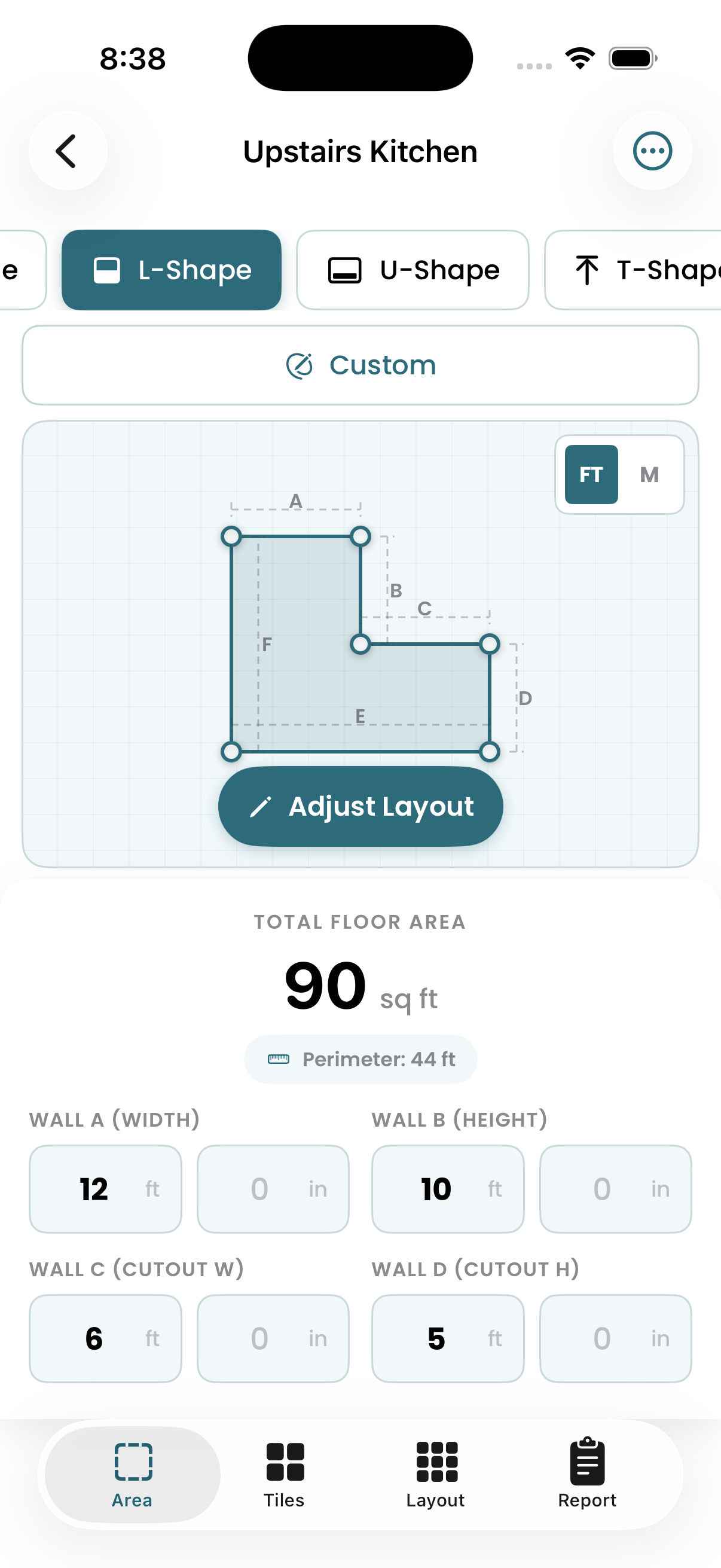 Room shape selection